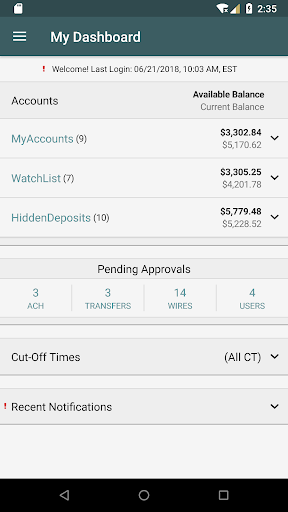 Gulfside Bank Treasury Mgmt Screen 3