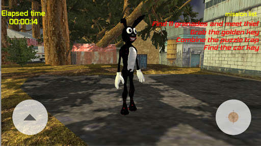 Cartoon Rabbit survivor at scary cartoon cat