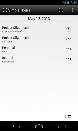 Android application Simple Hours screenshort