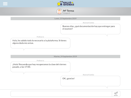 Android application Hallo Idiomas Profesor screenshort
