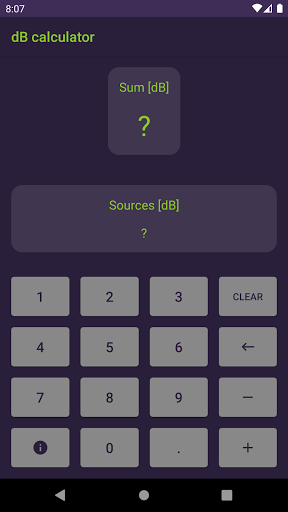 dB calculator Screen 2