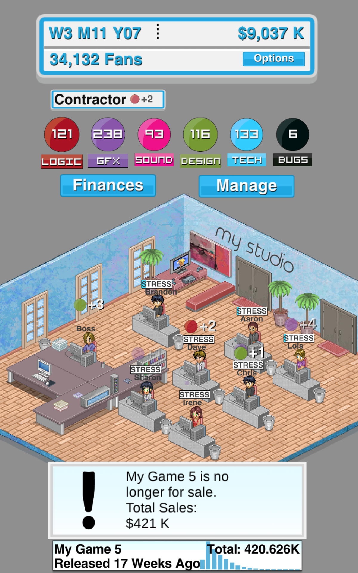 Android application Game Studio Tycoon screenshort