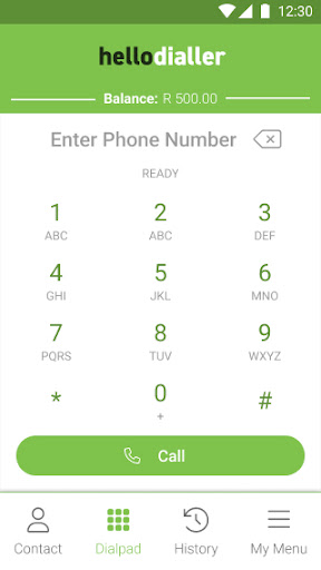 HelloMobile Dialler Screen 3