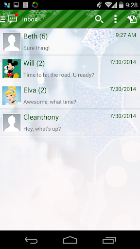Android application Handcent 6 Skin Winter Green screenshort