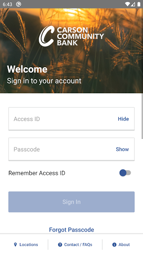 Carson Community Bank Mobile Screen 2
