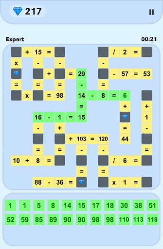 Android application Math Crossword Puzzles screenshort