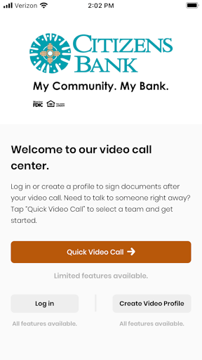 Android application Citizens Bank LC Video Banking screenshort