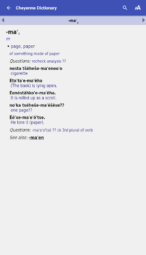 Cheyenne Dictionary Screen 2