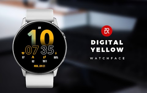 Digital Yellow Watch Faceのおすすめ画像1