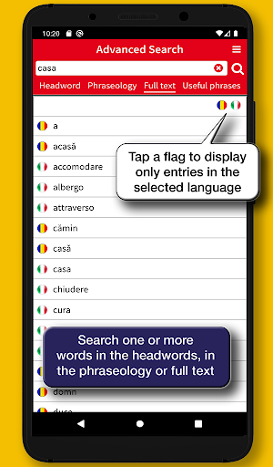 Romanian-Italian Dictionary Screen 3