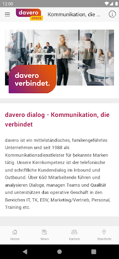 Android application davero space screenshort