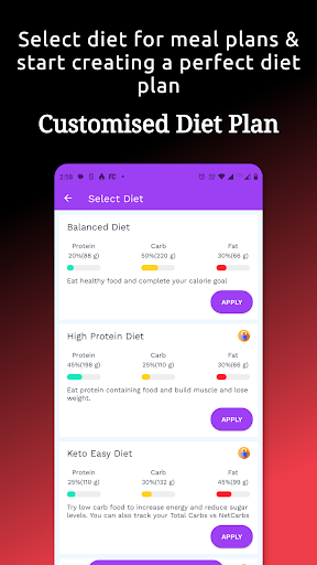 Screenshot of Meal & Diet Planner App