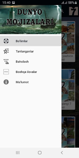Android application 7 Mo'jiza - Dunyo mo'jizalari screenshort