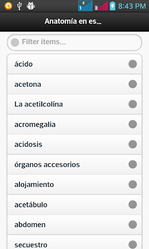 Android application Diccionario Anatomia Humana screenshort