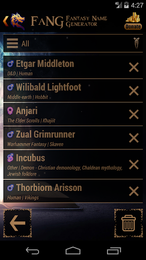 FaNG - Fantasy Name Generator Screen 2