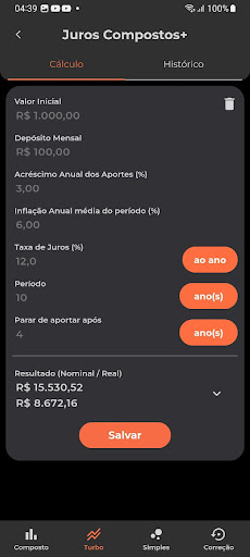 Android application Juros Compostos screenshort