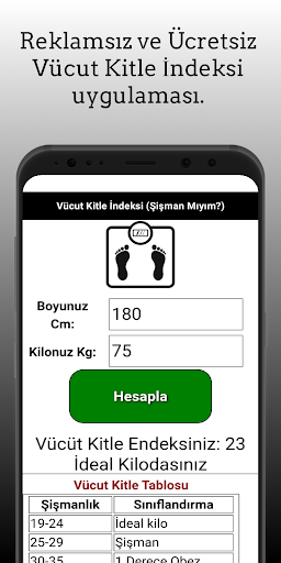 Android application Vücut Kitle İndeksi screenshort