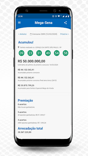Android application Resultados Loterias screenshort