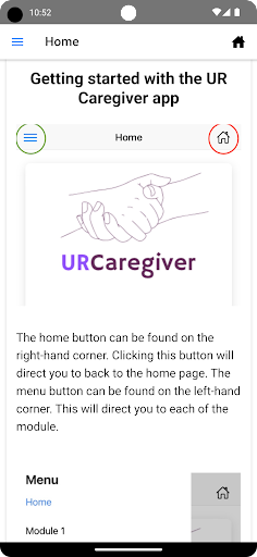 Android application URCaregiver screenshort