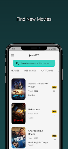Android application Just OTT - Find Movies Online screenshort