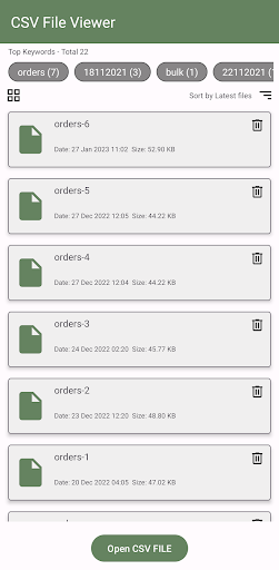 mobiCSV : CSV File Viewer Screen 2