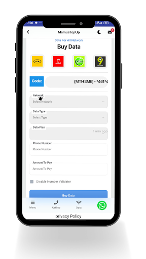 Maamus Topup Data VTU Screen 2
