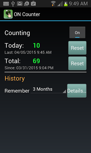 Android application Phone Screen ON Counter screenshort