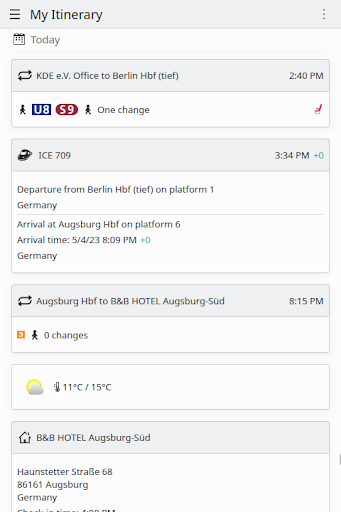 Android application KDE Itinerary screenshort