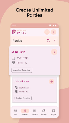 Android application PostMyParty screenshort