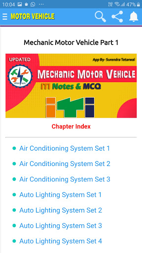 ITI Mech Motor Vehicle MCQs Screen 3