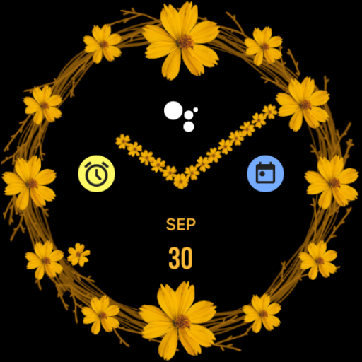 Yellow Floral Analog Watchface screenshot 4