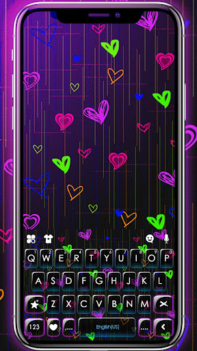 Android application Doodle Neon Hearts Keyboard Th screenshort