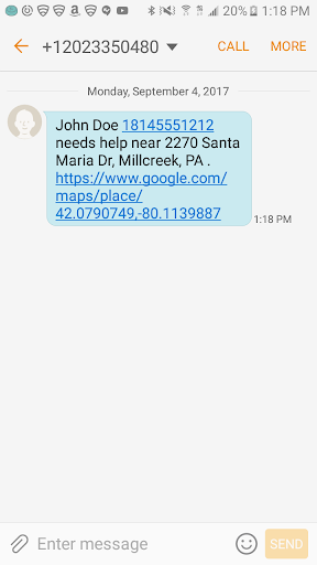 911HelpSMS Screen 2