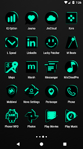Flat Black and Teal Icon Pack