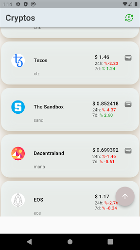 Simple cryptocurrency tracking Screen 2