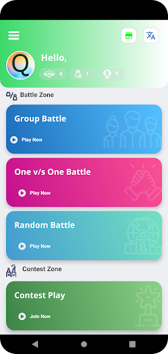 Android application aQuizBattle screenshort