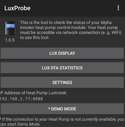 Android application LuxProbe screenshort