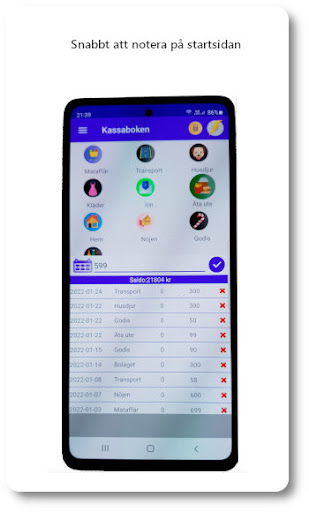 Android application Kassaboken screenshort