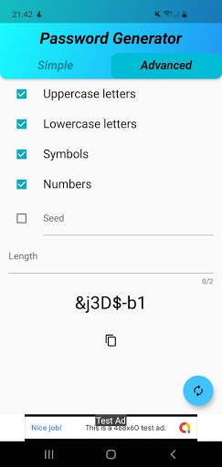 Simple Password Generator Screen 2