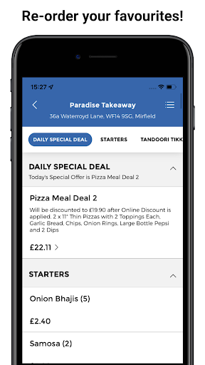 Paradise Takeaway App Screen 2