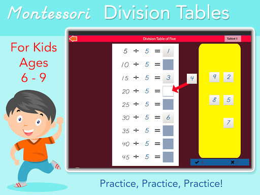 Android application Division Tables - Montessori M screenshort