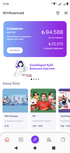 Android application Winfluenced screenshort