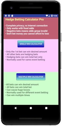 Android application Hedge Betting Calculator Pro screenshort