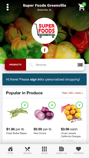 Android application Super Foods Greenville screenshort