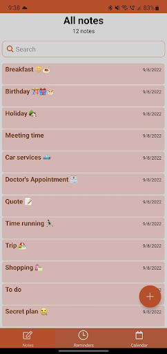 Android application Notes screenshort