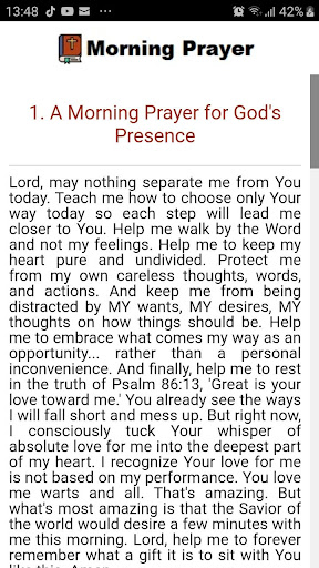 Android application Morning Prayer screenshort