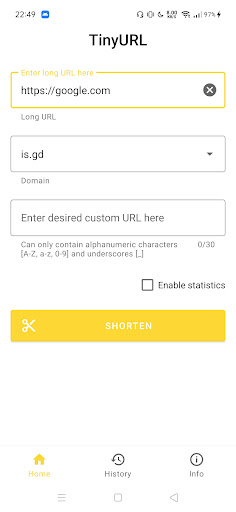 Android application TinyURL: Shorten Long URLs screenshort