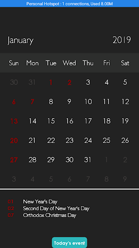 Android application Serbia Calendar screenshort