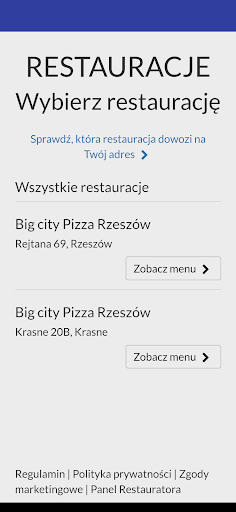 Android application Big City Pizza screenshort