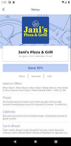 Janis Pizza & Grill Screen 2